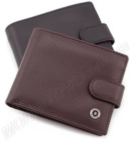 Портмоне шкіряне коричневого кольору на кнопці BOSTON (18352)