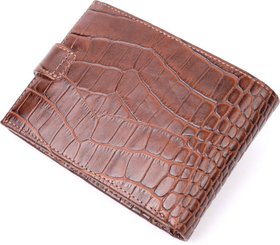 Добротний чоловічий гаманець з натуральної шкіри з тисненням під крокодила KARYA (2421202)