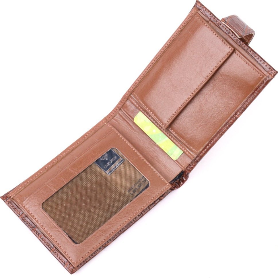 Добротний чоловічий гаманець з натуральної шкіри з тисненням під крокодила KARYA (2421202)