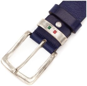 Кожаный темно-синий ремень с винтажной пряжкой REMAR (40070)