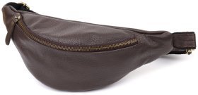 Большая мужская сумка бананка из натуральной кожи флотар коричневого цвета Shvigel 95316