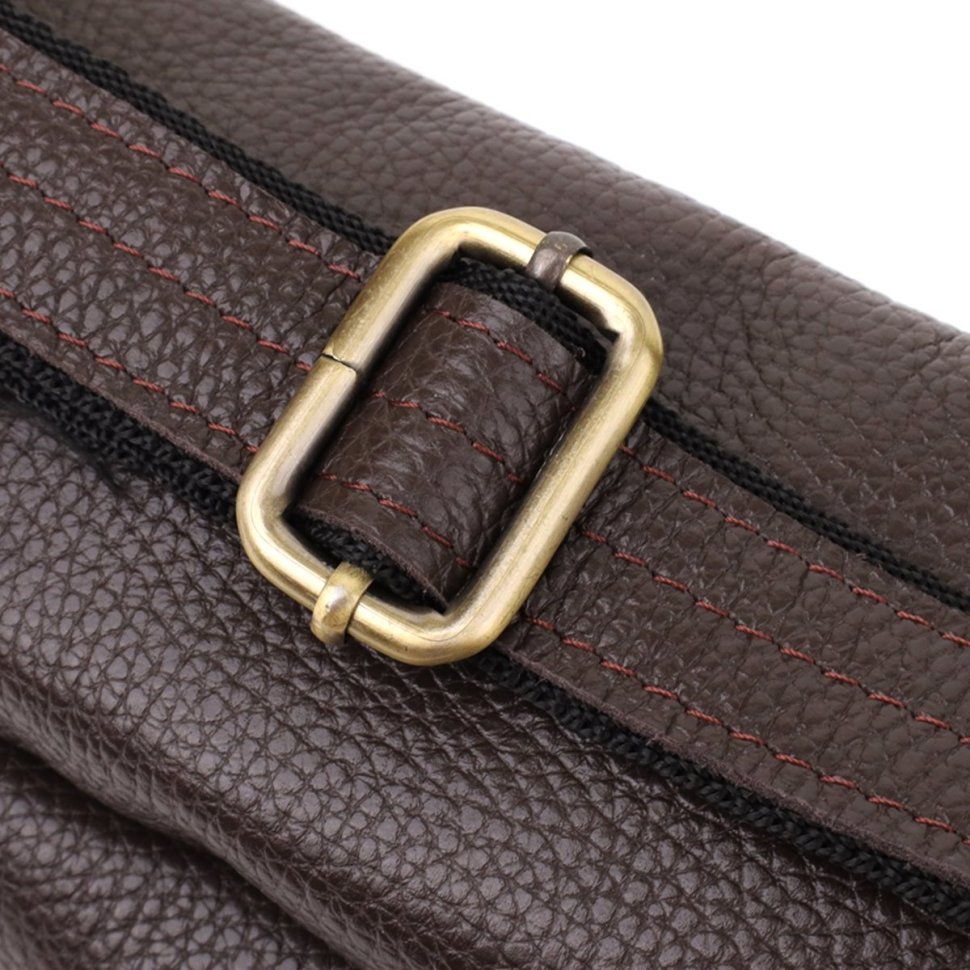 Большая мужская сумка бананка из натуральной кожи флотар коричневого цвета Shvigel 95316 фото №5 Большая мужская сумка бананка из натуральной кожи флотар коричневого цвета Shvigel 95316 modnotak фото №5