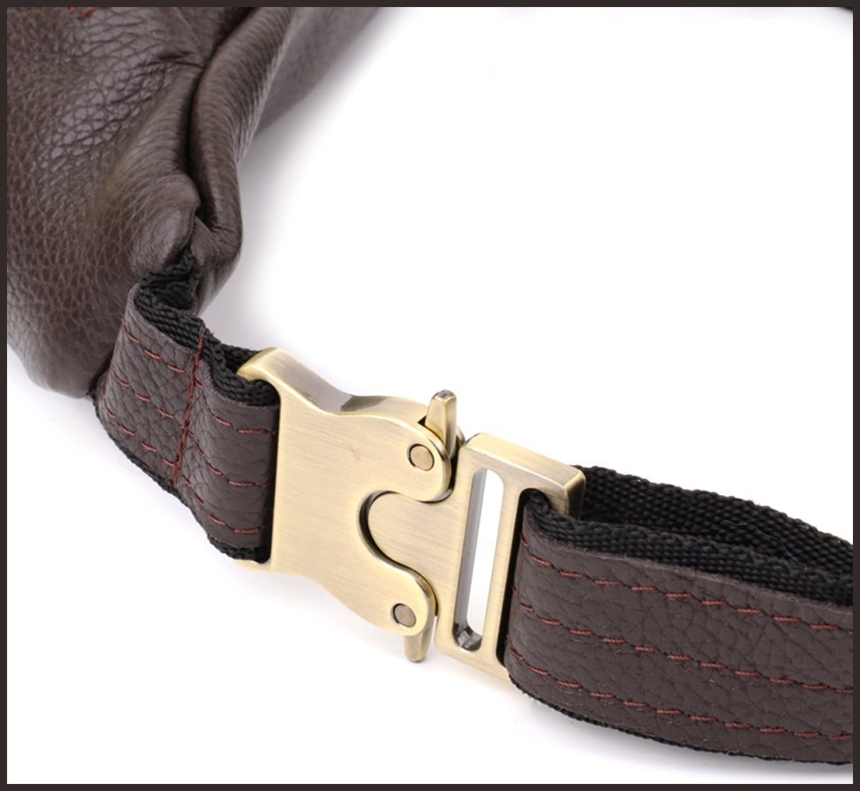 Большая мужская сумка бананка из натуральной кожи флотар коричневого цвета Shvigel 95316 фото №6 Большая мужская сумка бананка из натуральной кожи флотар коричневого цвета Shvigel 95316 modnotak фото №6