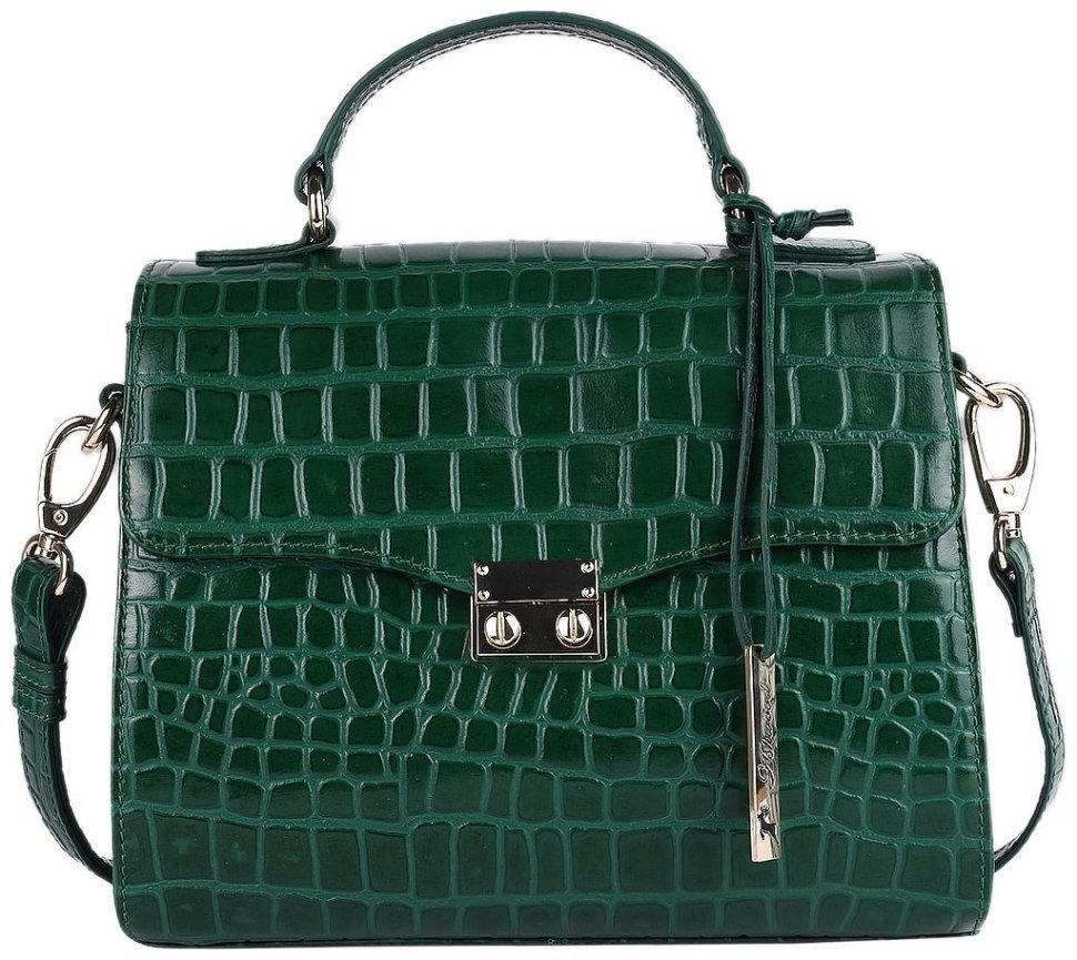 Повседневная женская сумка из натуральной кожи с фактурой под рептилию Ashwood C55 зеленого цвета 95416 фото №1 Повседневная женская сумка из натуральной кожи с фактурой под рептилию Ashwood C55 зеленого цвета 95416 modnotak фото №1