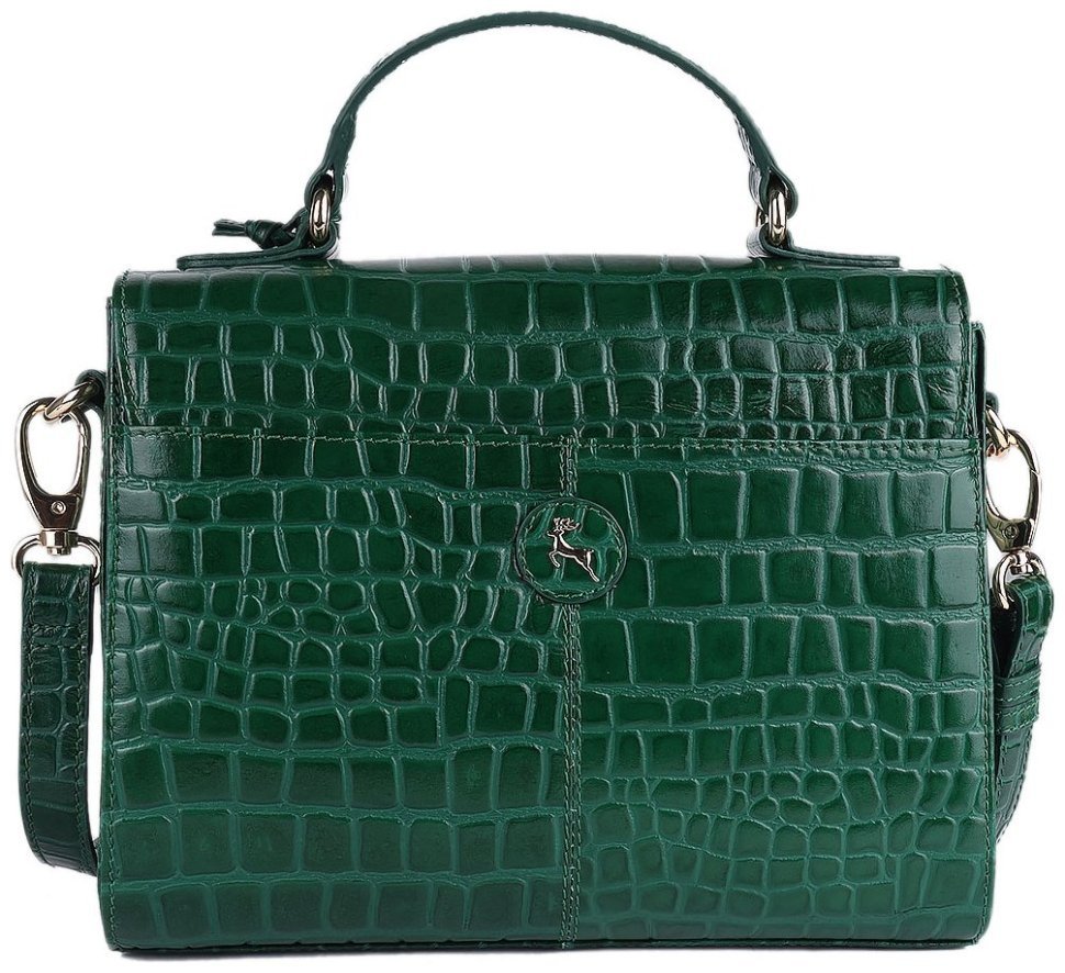 Повседневная женская сумка из натуральной кожи с фактурой под рептилию Ashwood C55 зеленого цвета 95416 фото №4 Повседневная женская сумка из натуральной кожи с фактурой под рептилию Ashwood C55 зеленого цвета 95416 modnotak фото №4
