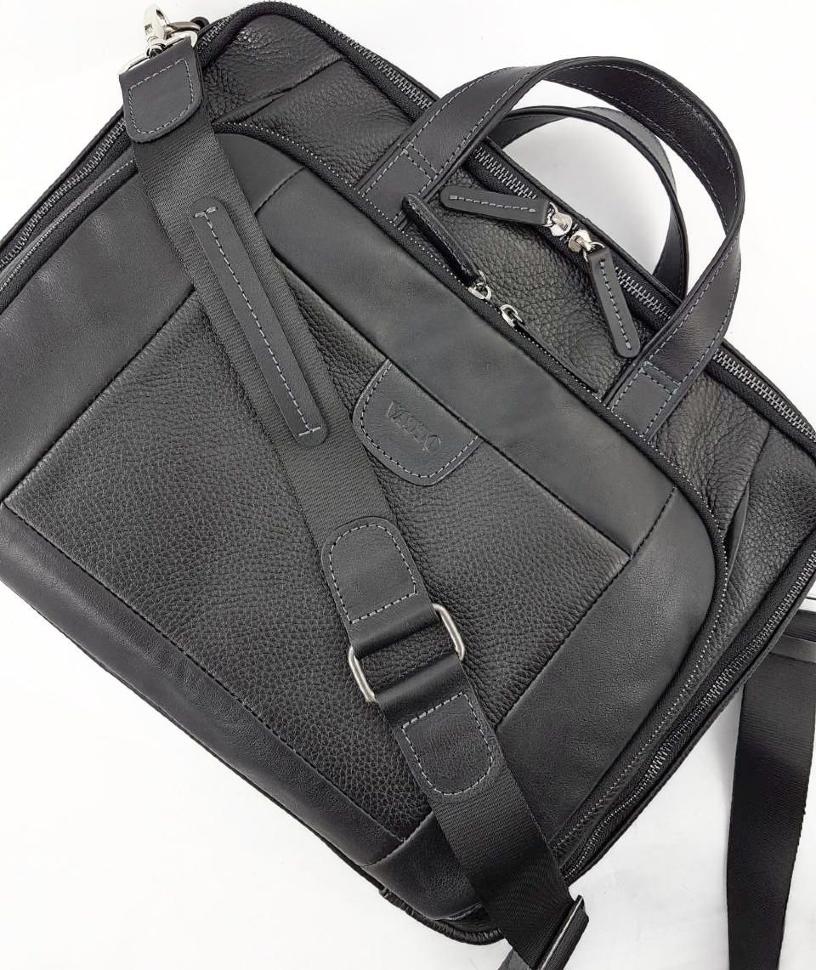 Функциональная мужская деловая сумка черного цвета VATTO (11858)