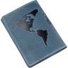 Синяя кожаная обложка на паспорт с картой Shvigel (2413956) - 2