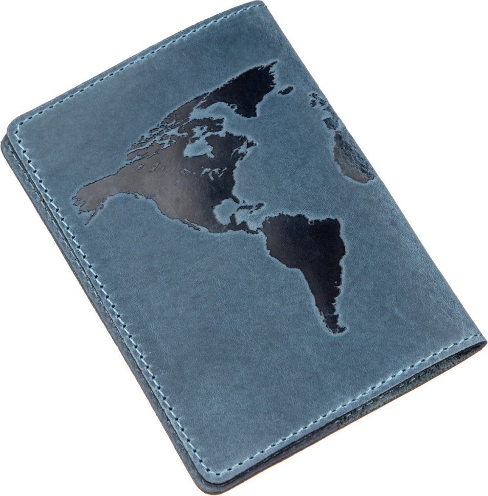 Синя шкіряна обкладинка на паспорт з карткою Shvigel (2413956)