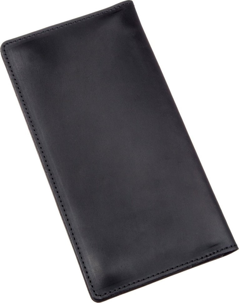 Купюрник чорного кольору із вінтажної шкіри на кнопках SHVIGEL (2416200)
