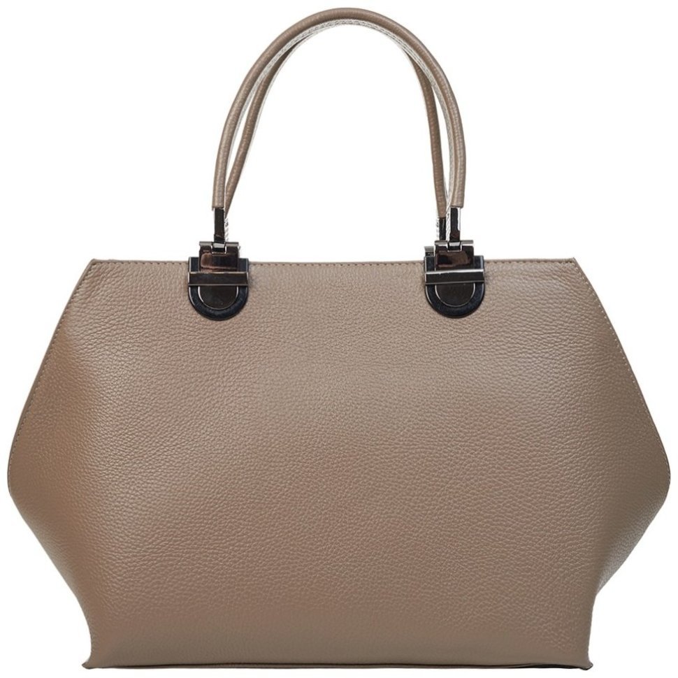 Деловая женская сумка из кожи флотар с ручкой для носки Desisan 107016 бежевого цвета modnotak фото №1