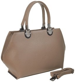 Ділова жіноча сумка зі шкіри флотар з ручкою для носіння Desisan 107016 бежевого кольору
