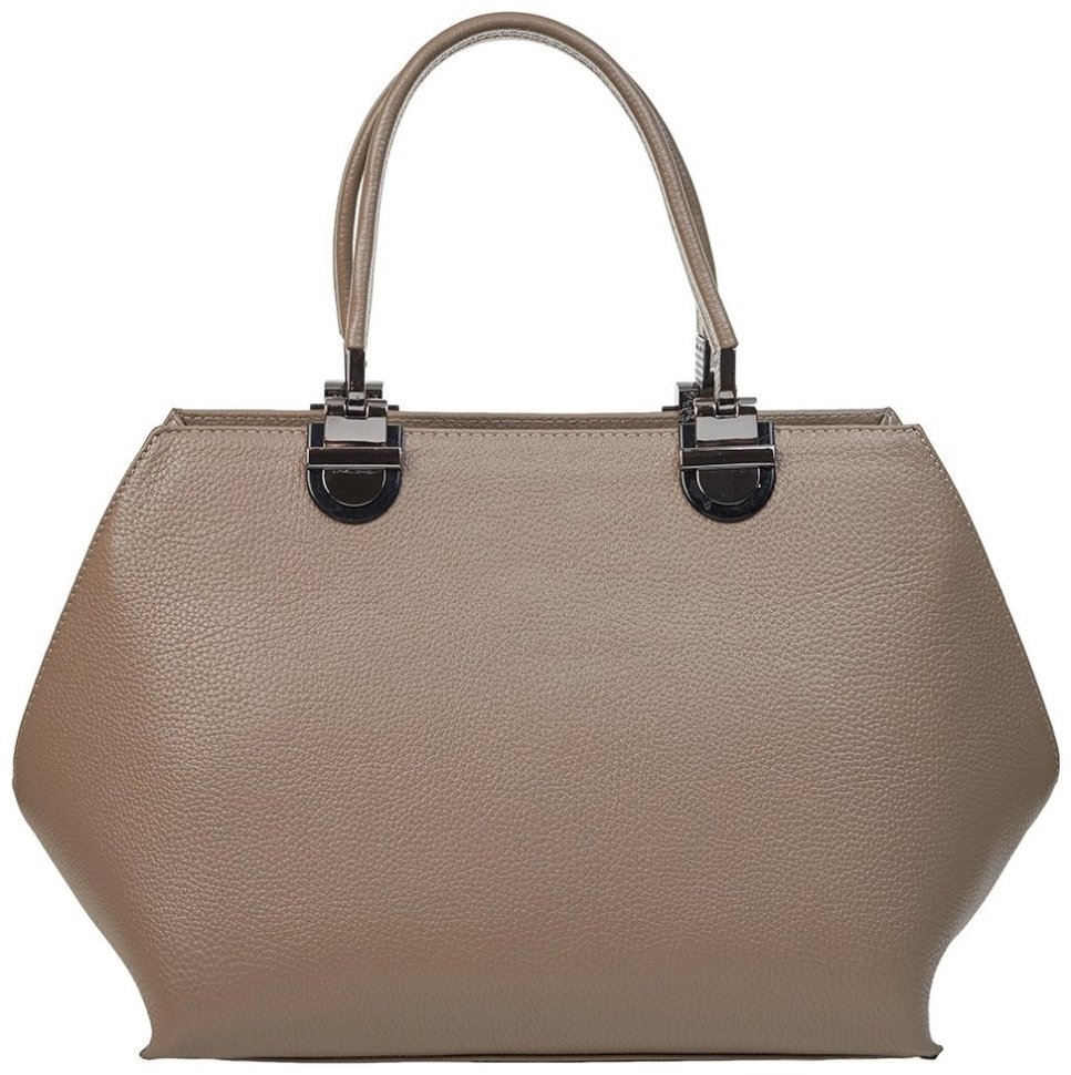 Деловая женская сумка из кожи флотар с ручкой для носки Desisan 107016 бежевого цвета modnotak фото №4