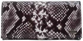 Великий жіночий гаманець на кнопці з натуральної шкіри із текстурою під змію Desisan 107116 сірого кольору