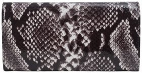 Великий жіночий гаманець на кнопці з натуральної шкіри із текстурою під змію Desisan 107116 сірого кольору