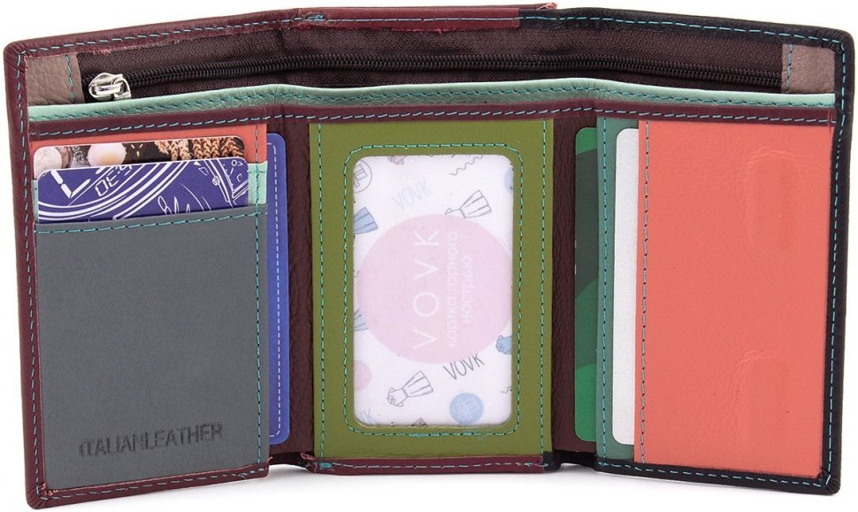 Компактний жіночий гаманець із натуральної різнокольорової шкіри на магніті ST Leather 1767216
