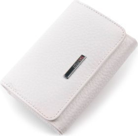 Білий жіночий гаманець із натуральної шкіри на кнопці KARYA (2421318)