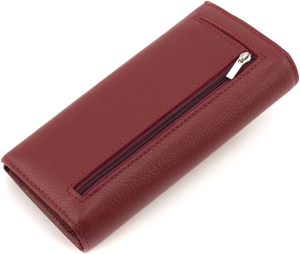 Бордовий жіночий гаманець із натуральної шкіри із клапаном на кнопці ST Leather 1767416