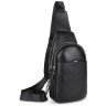 Чоловічий шкіряний слінг-рюкзак чорного кольору на два відділи Tiding Bag 77516 - 1