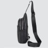 Чоловічий шкіряний слінг-рюкзак чорного кольору на два відділи Tiding Bag 77516 - 4