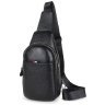 Чоловічий шкіряний слінг-рюкзак чорного кольору на два відділи Tiding Bag 77516 - 8