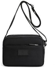 Жіноча сумка-кроссбоді із чорного текстилю на три відділення Confident 77616