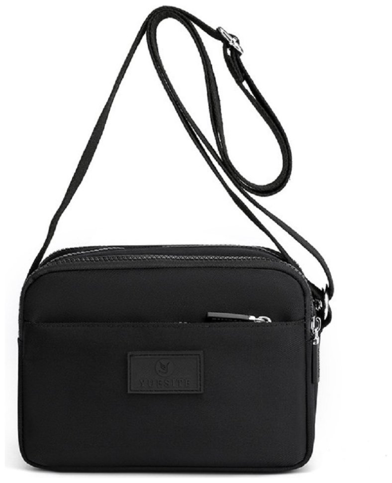 Женская сумка-кроссбоди из черного текстиля на три отделения Confident 77616
