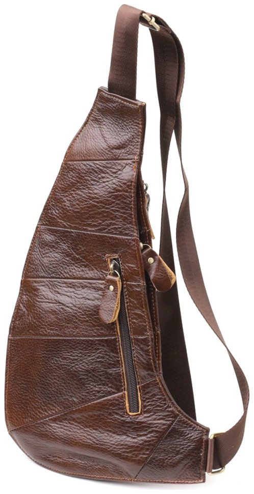 Вместительная мужская сумка слинг из натуральной кожи коричневого цвета Vintage 98116 фото №2 Вместительная мужская сумка слинг из натуральной кожи коричневого цвета Vintage 98116 modnotak фото №2