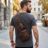Вместительная мужская сумка слинг из натуральной кожи коричневого цвета Vintage 98116 modnotak фото - 12