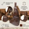 Вместительная мужская сумка слинг из натуральной кожи коричневого цвета Vintage 98116 modnotak фото - 13