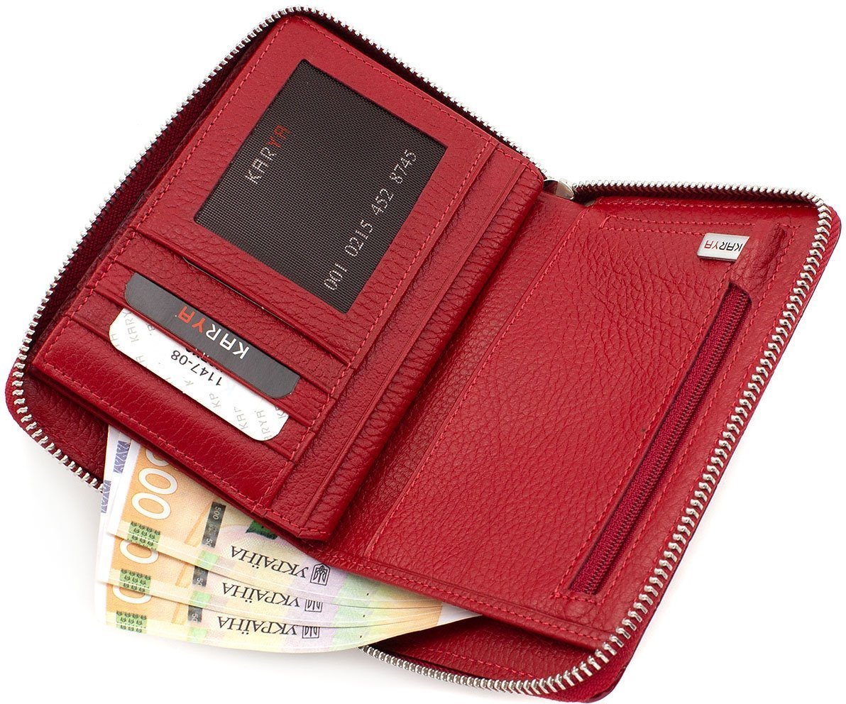 Вертикальний жіночий гаманець червоного кольору на блискавці KARYA (12358)