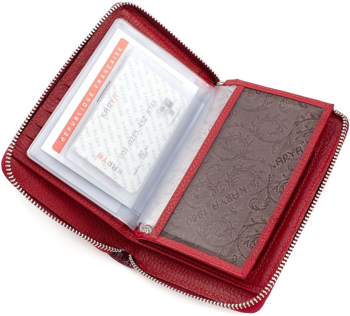 Вертикальний жіночий гаманець червоного кольору на блискавці KARYA (12358)