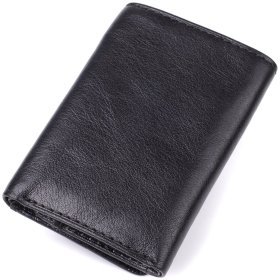 Невеликий жіночий гаманець із гладкої шкіри з монетницею на кнопці Tony Perotti чорного кольору 108516