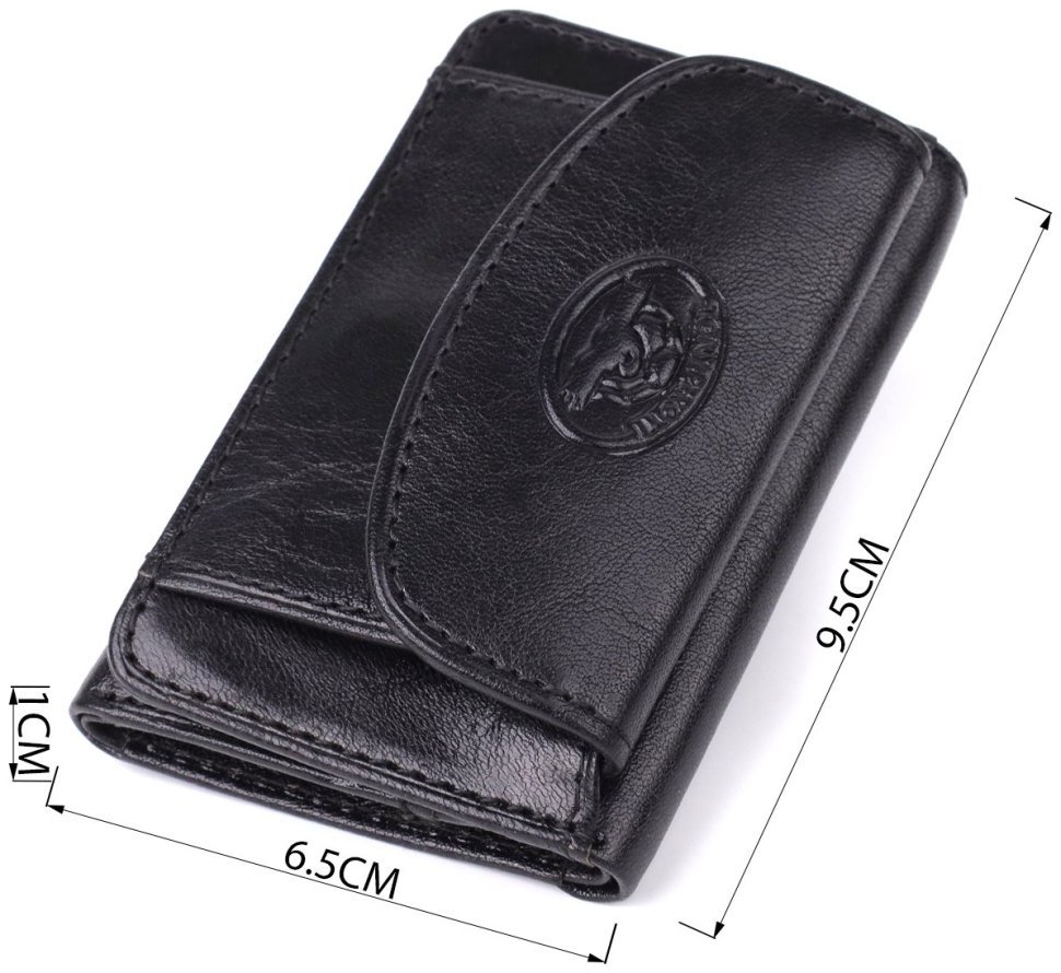 Небольшой женский кошелек из гладкой кожи с монетницей на кнопке Tony Perotti черного цвета 108516 modnotak фото №3