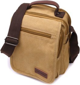 Мужская сумка-барсетка из текстиля песочного цвета с ручкой Vintage 2422229