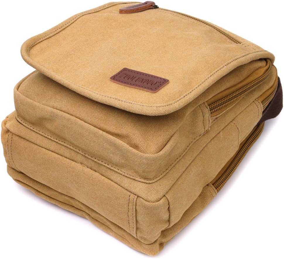 Чоловіча сумка-барсетка із текстилю пісочного кольору з ручкою Vintage 2422229