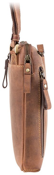 Мужская сумка через плечо из матовой кожи крейзи хорс в светло-коричневом цвете Visconti Roy 68816