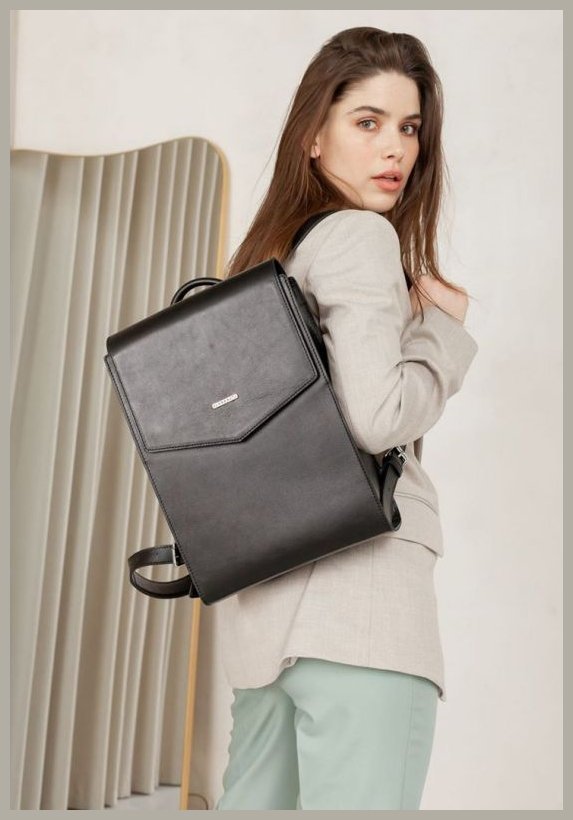 Угольно-черный городской рюкзак из натуральной кожи высокого качества BlankNote 78916