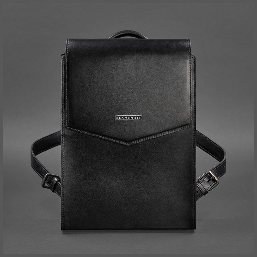 Угольно-черный городской рюкзак из натуральной кожи высокого качества BlankNote 78916