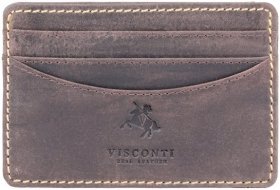 Коричневый картхолдер маленького размера из винтажной кожи Visconti Razor 69016