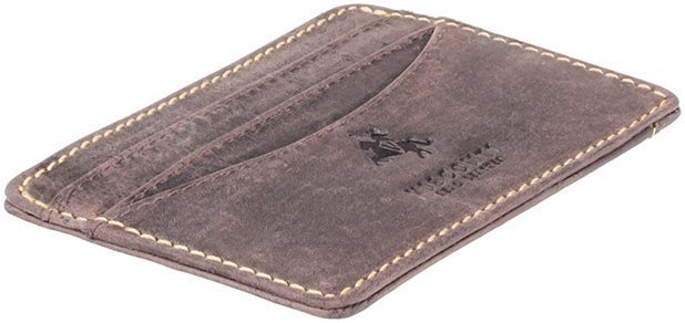 Коричневый картхолдер маленького размера из винтажной кожи Visconti Razor 69016