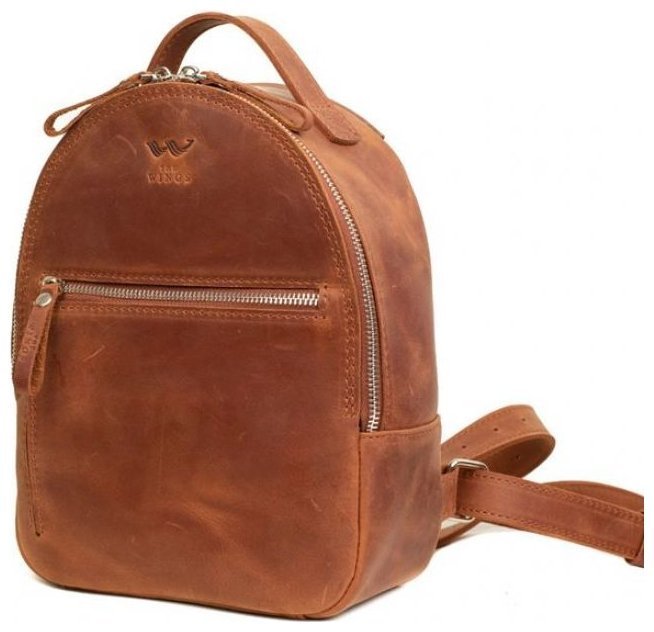 Светло-коричневый женский рюкзак-сумка из винтажной кожи BlankNote Groove S 79016