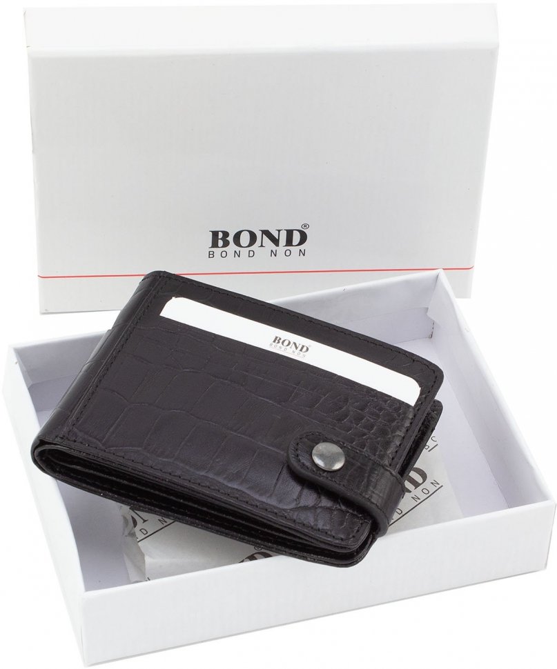 Маленьке шкіряне чоловіче портмоне з секціями для карт Bond Non (10899)