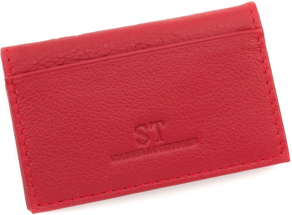 Невелика жіноча обкладинка для документів з натуральної шкіри червоного кольору ST Leather (14003)