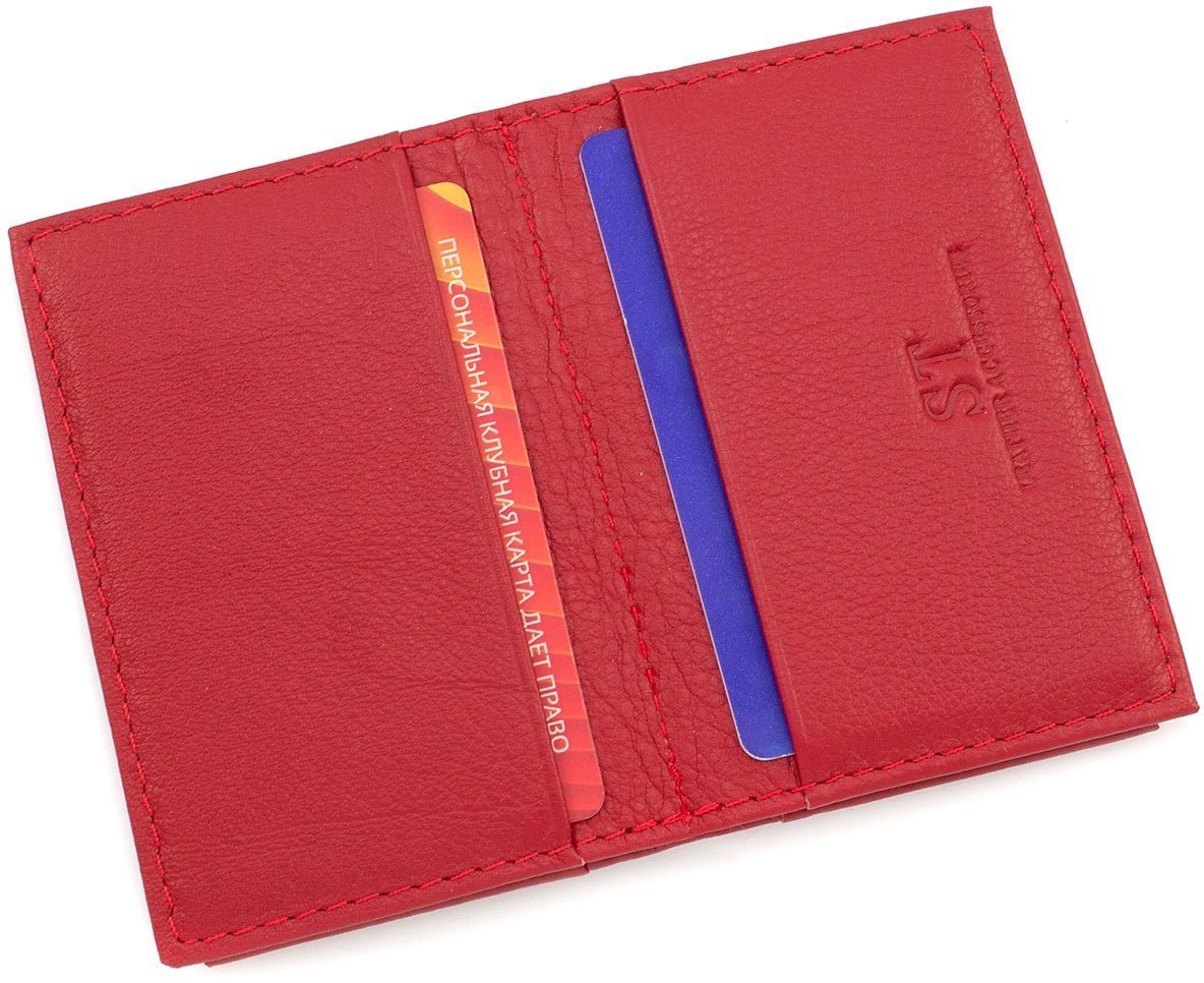 Невелика жіноча обкладинка для документів з натуральної шкіри червоного кольору ST Leather (14003)