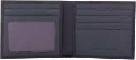 Якісне чоловіче портмоне із фактурної шкіри чорного кольору без монетниці Smith&Canova 69716