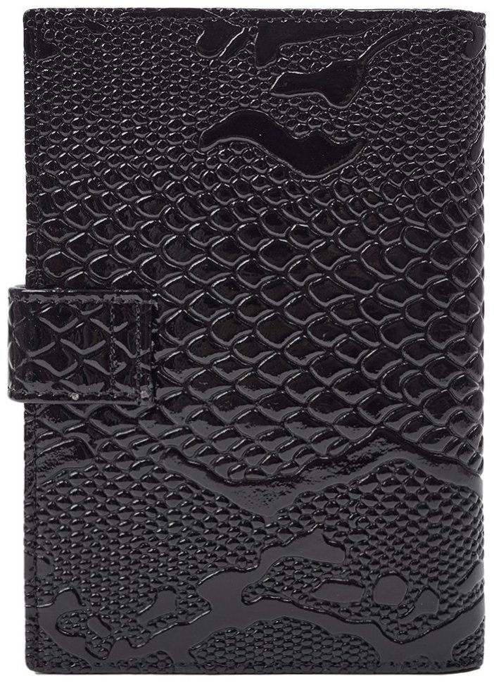 Черная кожаная обложка с фактурой под змею для паспорта и автодокументов Desisan 80217 modnotak фото №2