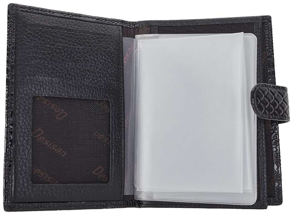 Черная кожаная обложка с фактурой под змею для паспорта и автодокументов Desisan 80217 modnotak фото №4