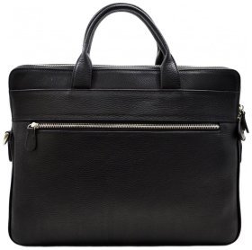 Класичний чорний портфель із натуральної шкіри на два відділення Desisan 80317