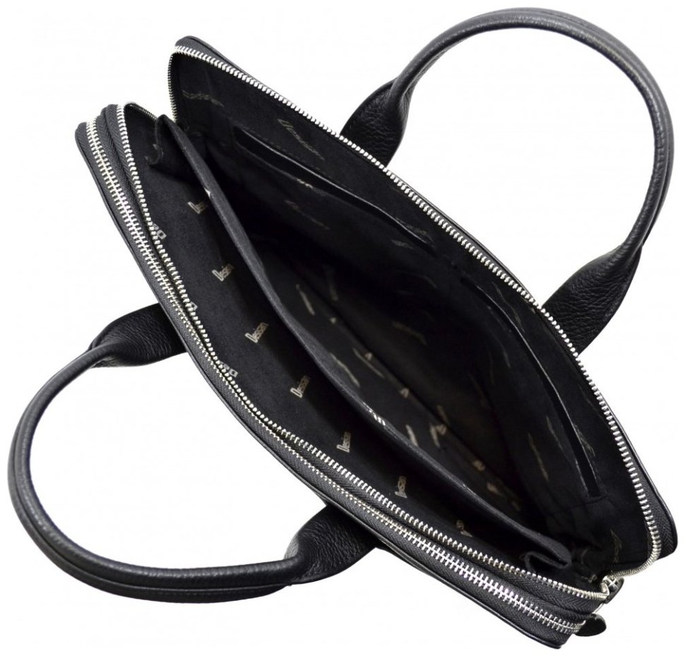 Класичний чорний портфель із натуральної шкіри на два відділення Desisan 80317 фото №4 Класичний чорний портфель із натуральної шкіри на два відділення Desisan 80317 modnotak фото №4