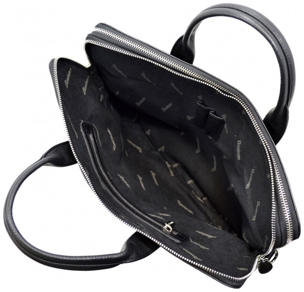 Класичний чорний портфель із натуральної шкіри на два відділення Desisan 80317 фото №5 Класичний чорний портфель із натуральної шкіри на два відділення Desisan 80317 modnotak фото №5